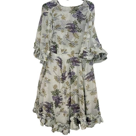 ByTimo Ruffle Chiffon Wallpaper Floral Print Mini Dress Size Large NWT - Picture 4 of 7